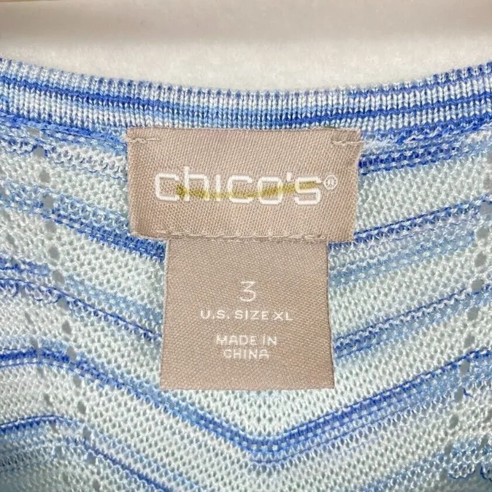 Chico's Sweater Tank Tunic Lightweight Layer Coastal Grandma Beachy Boho XL